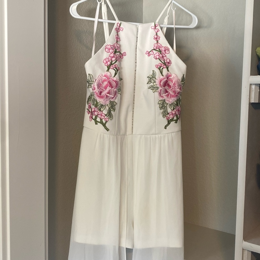 Romper with sheer overlay bottom